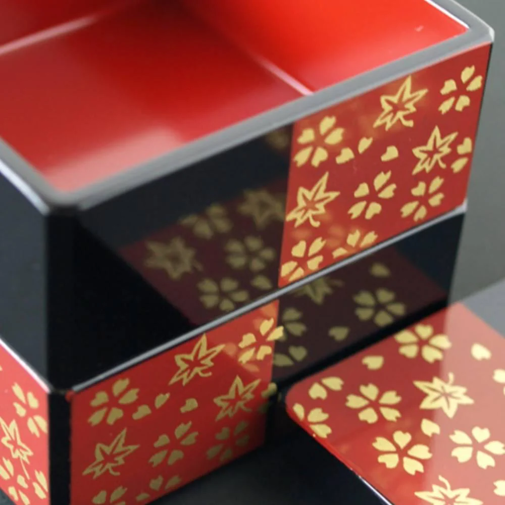 Isuke Mini Jubako Japanese Tiered Box Lacquered Wooden Box - Image 4