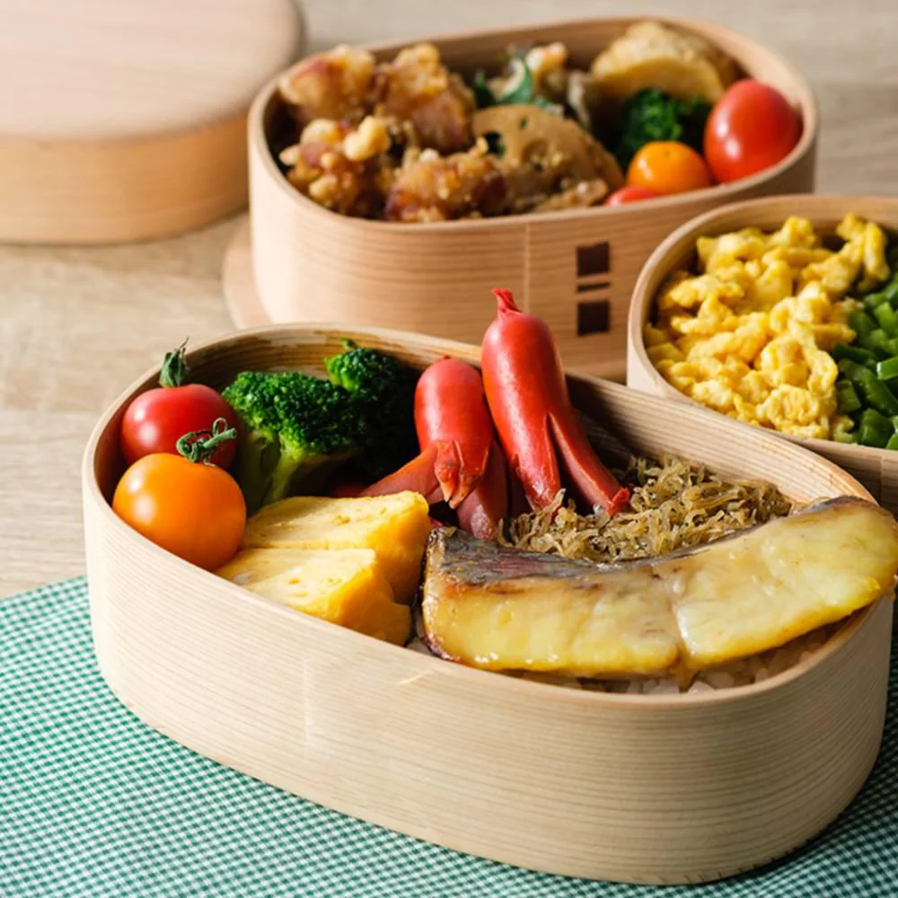 Isuke Wood Bento Box Japanese Lunchbox Shippo Pattern - Image 2