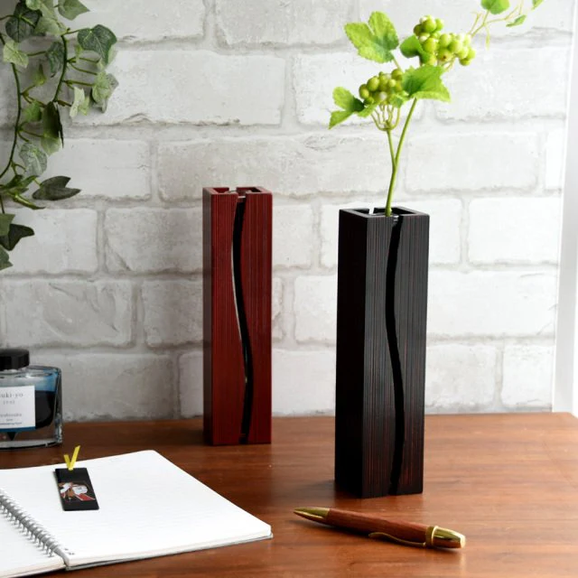 Isuke Wooden Single Flower Vase Wave Shape Dawn Home Décor - Image 3