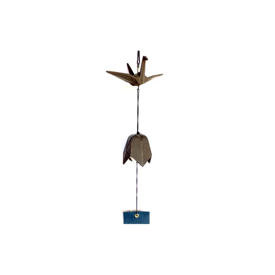 Iwachu Cast Iron Furin Origami Paper Crane Metal Wind Chime - Image 3
