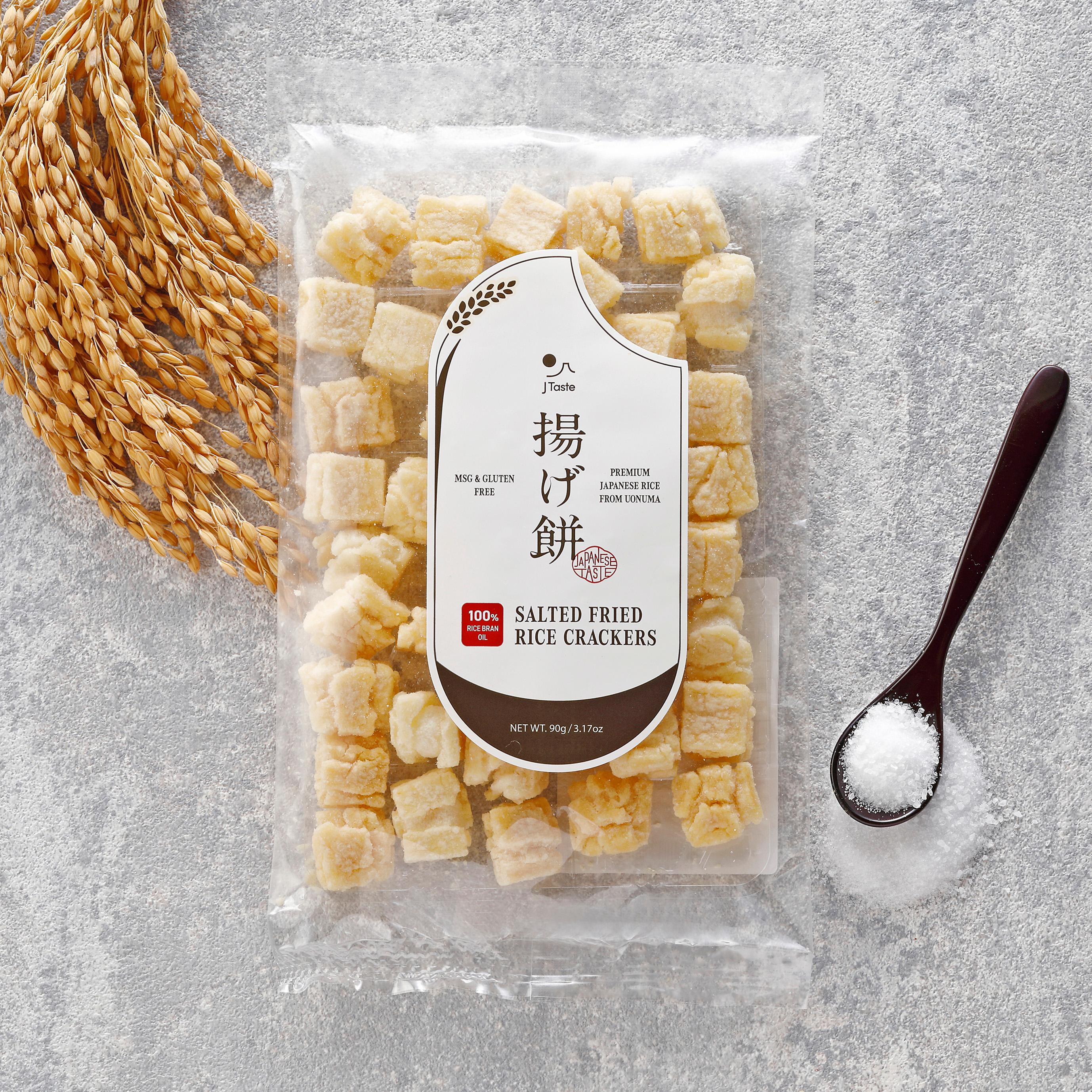 J Taste Agemochi Salted Crispy Japanese Rice Crackers 90g (Pack of 3) - Image 3