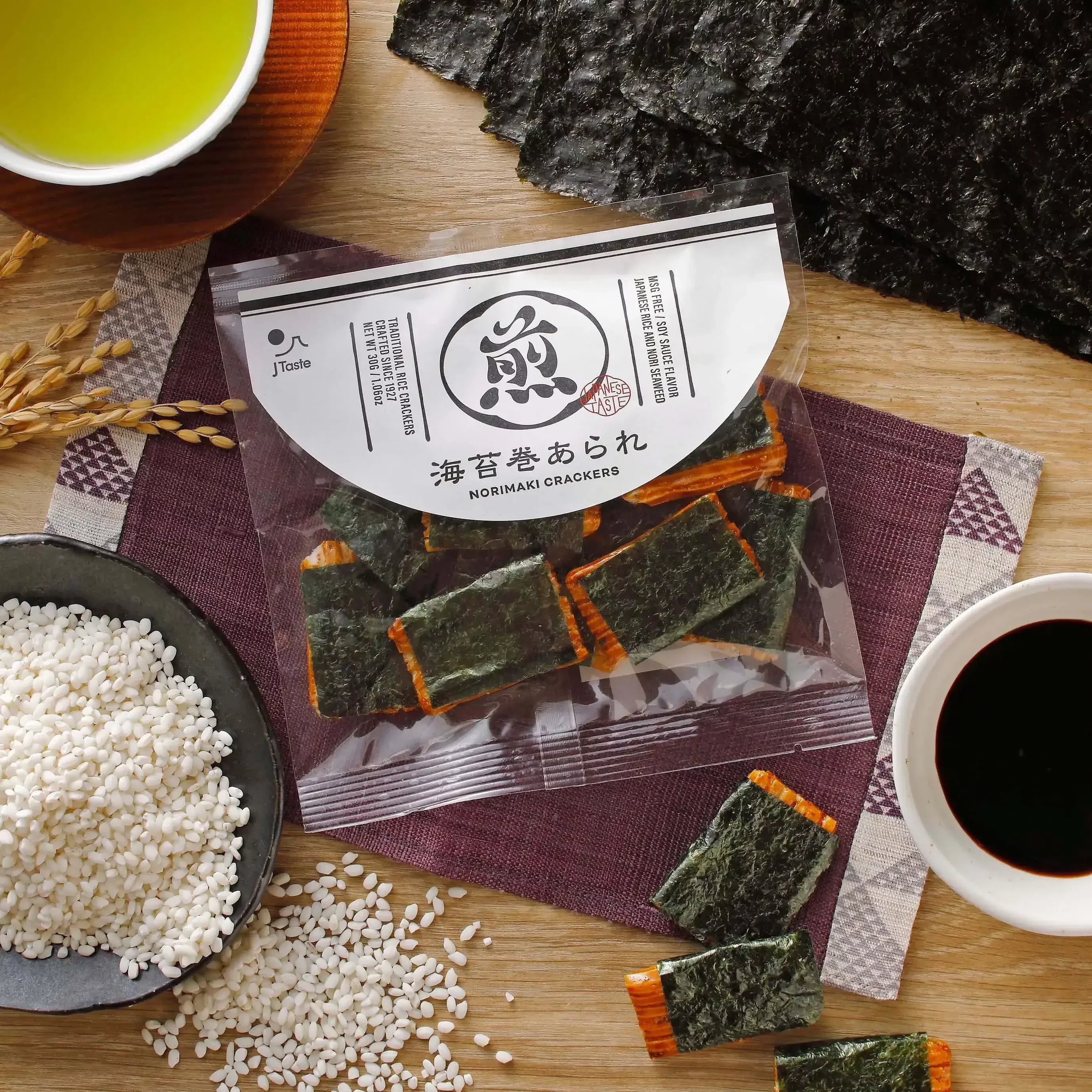 J Taste Norimaki Arare Nori Seaweed Rice Crackers (Pack of 3) - Image 4