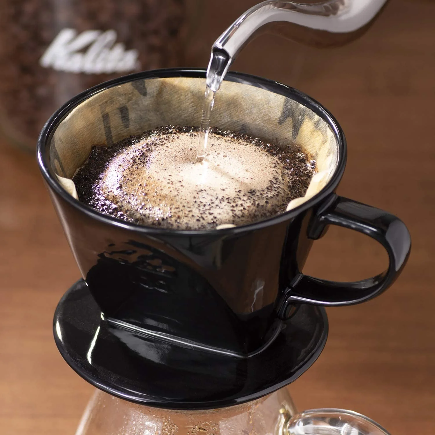 Kalita Ceramic Coffee Dripper Pour-Over Brewer for 2-4 Cups 102 Black - Image 4