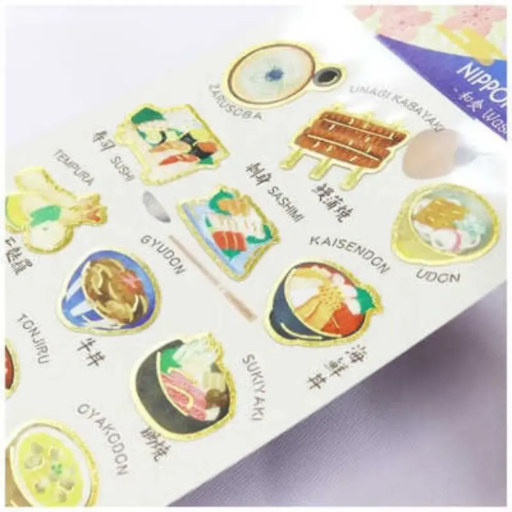 Kamiiso Nippon Seal Stickers Washoku Japanese Food Pattern 1 Sheet - Image 2