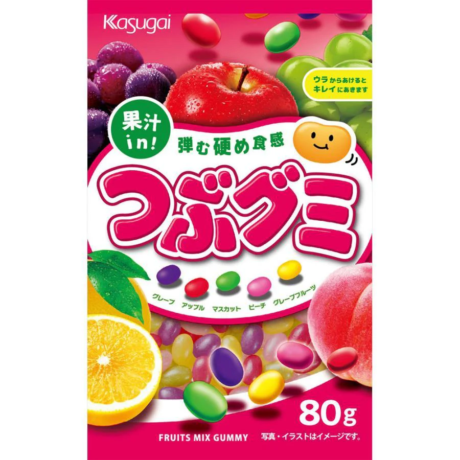 Kasugai Tsubu Gummy Mixed Fruit Flavor Gummies 80g (Pack of 3) - Image 4