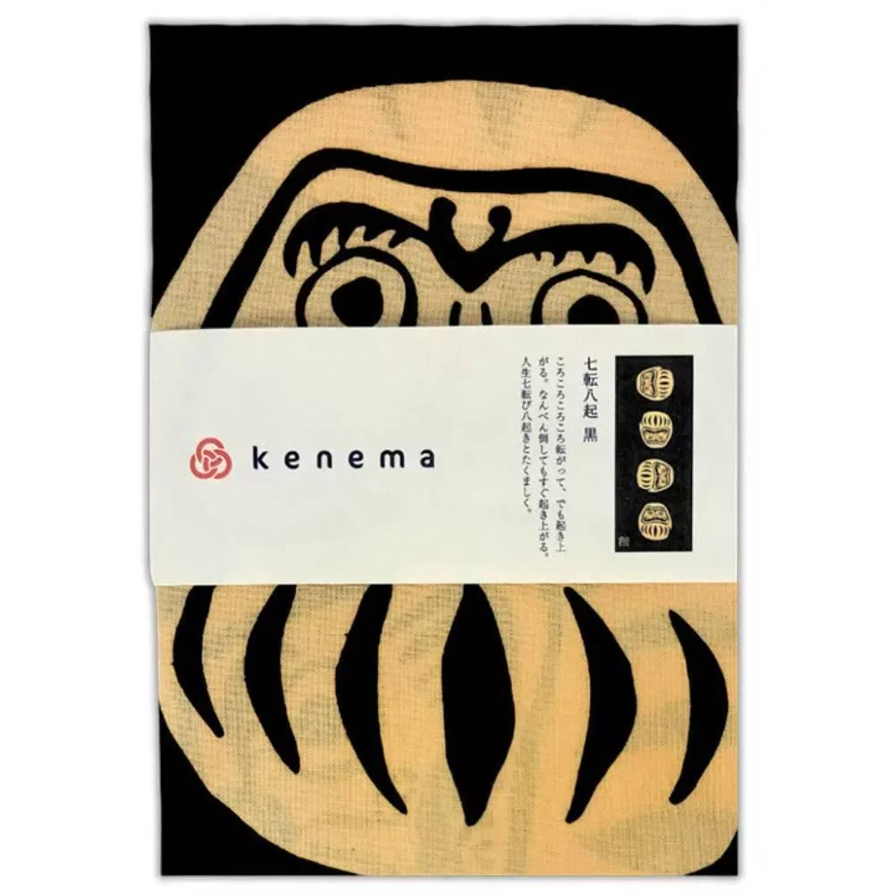 Kenema Tenugui Black Daruma Traditional Hand Dyed Cloth 35 x 90cm - Image 3