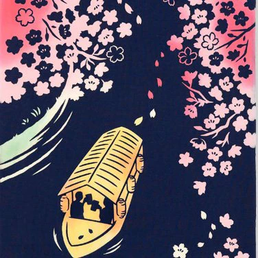 Kenema Tenugui Night Sakura Japanese Traditional Hand Dyed Cloth - Image 3