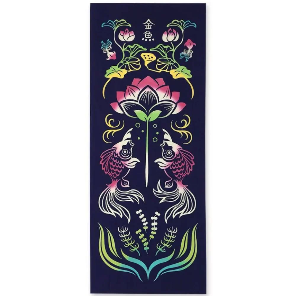 Kenema Tenugui Stylish Goldfish Japanese Traditional Hand Dyed Cloth