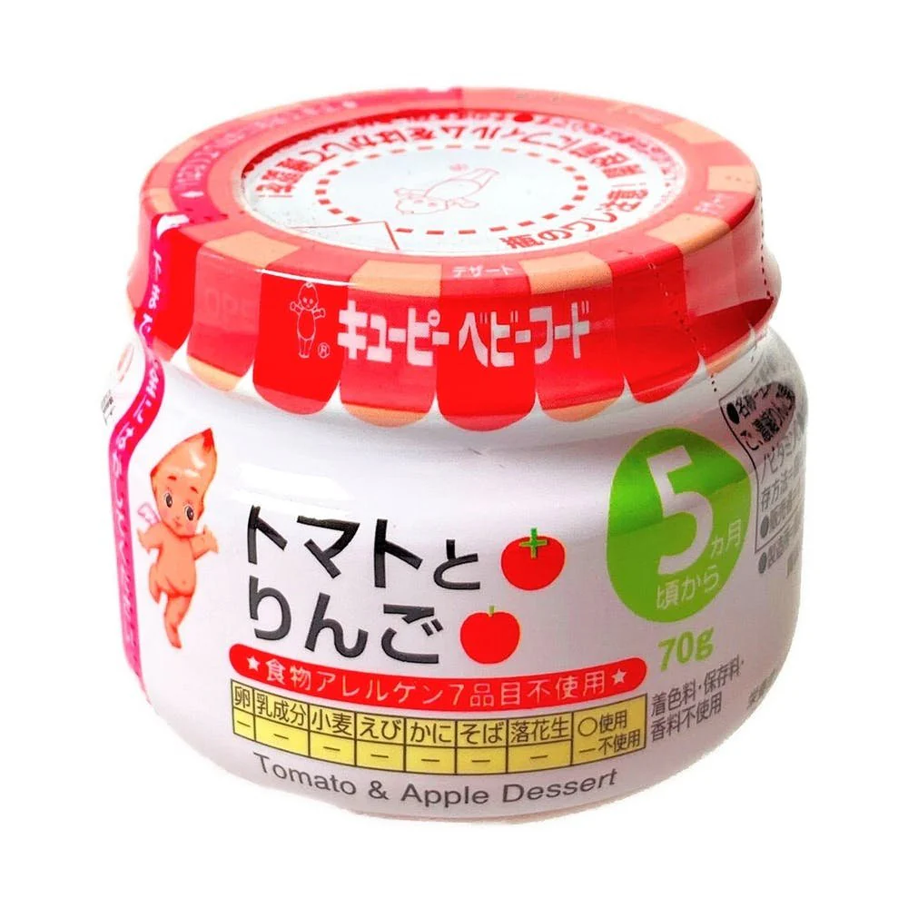 Kewpie Japanese Baby Food Tomato and Apple Dessert +5M 70g - Image 2