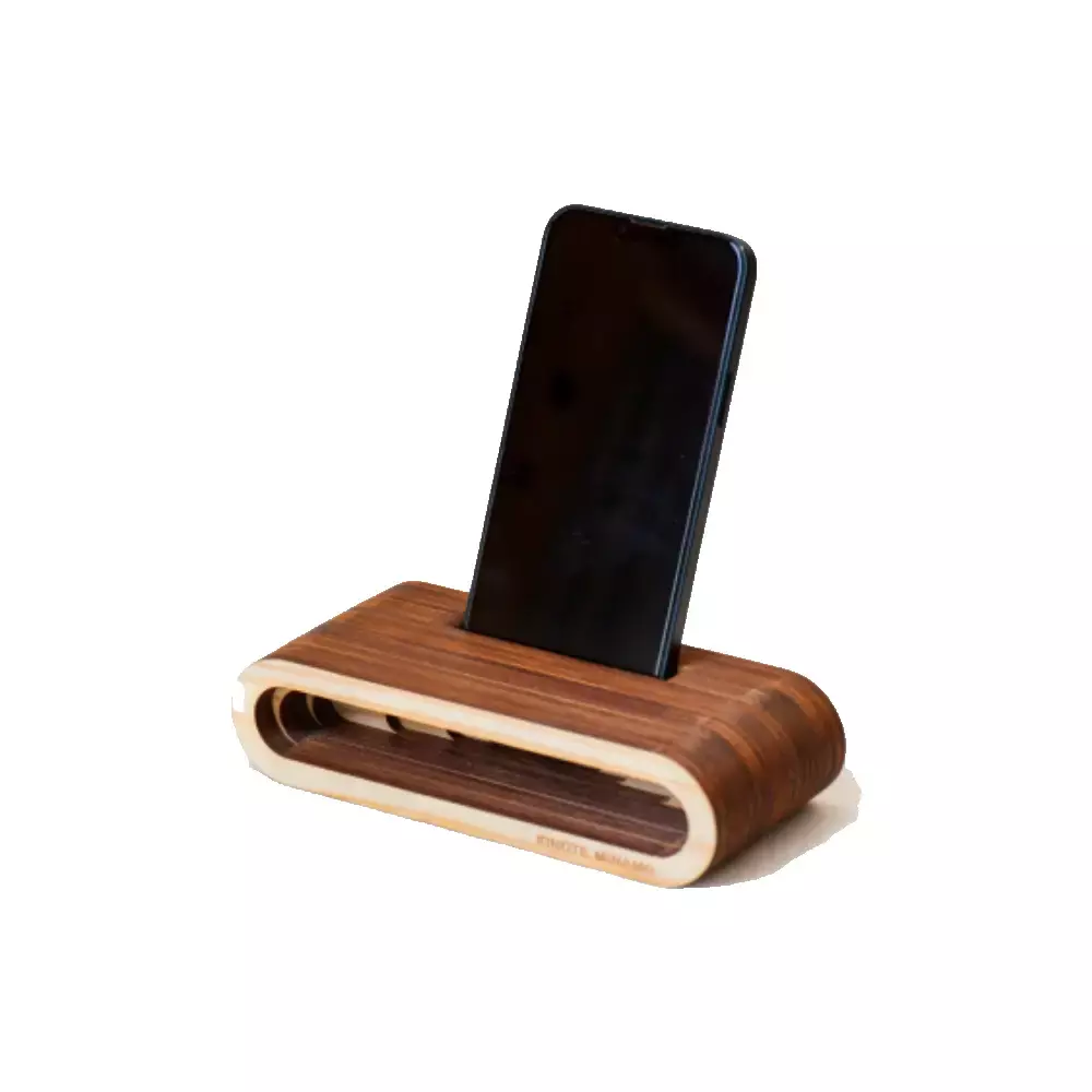 Kinote Minamo Powerless Sugi Cedar Wood Speaker & Smartphone Stand - Image 2