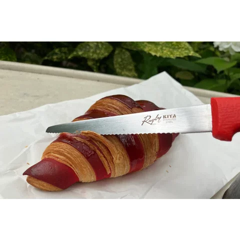 Kiya Rugby Wave Blade Multi-Purpose Serrated Kitchen Knife Red 128mm - Image 2