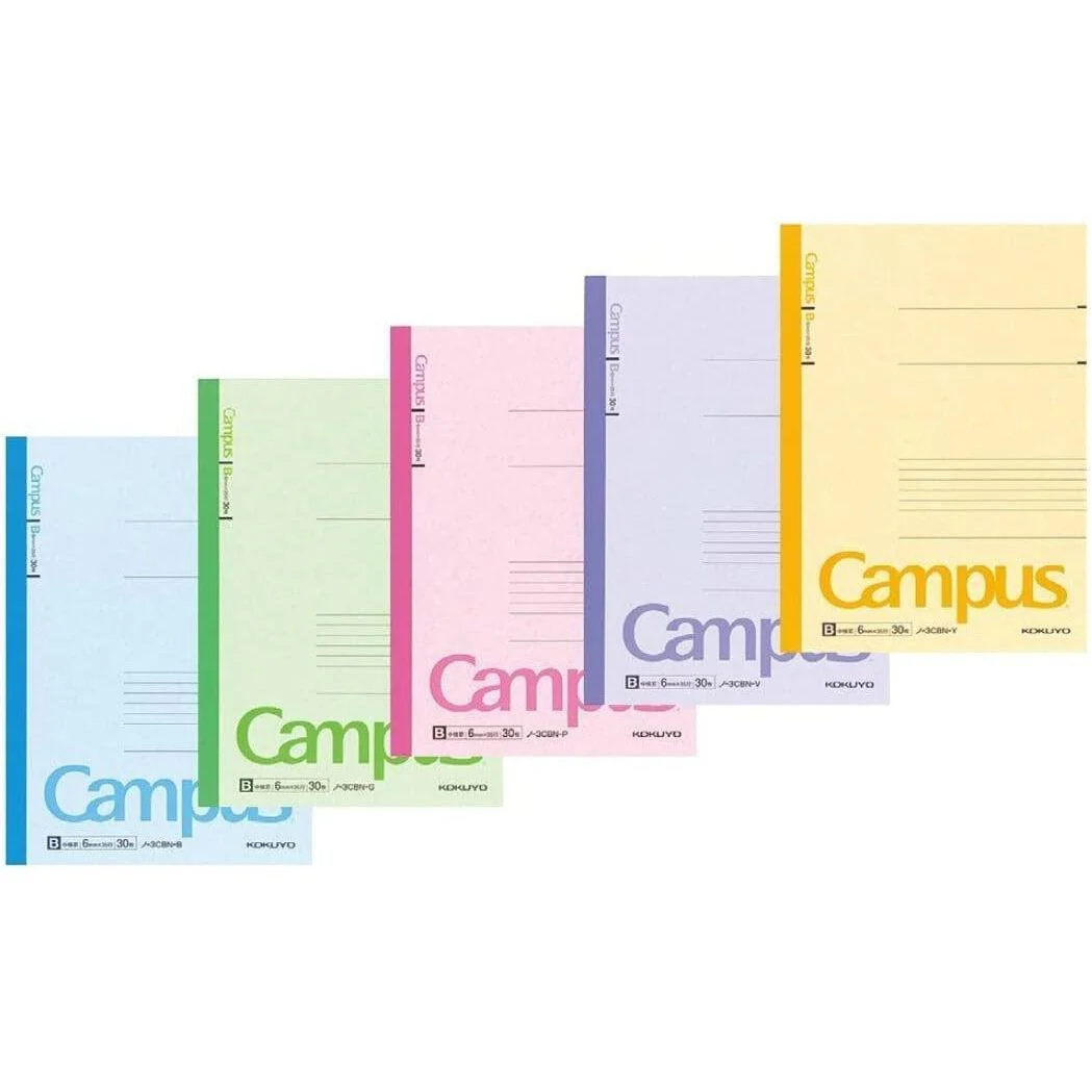 Kokuyo B5 Lined Notebook 6mm Horizontal Lined Paper with Dots (Set of 5) - Image 2