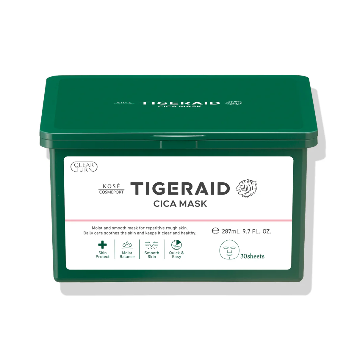 Kosé Tigeraid Cica Intense Moisturizing Repair Mask 30 Sheets - Image 3