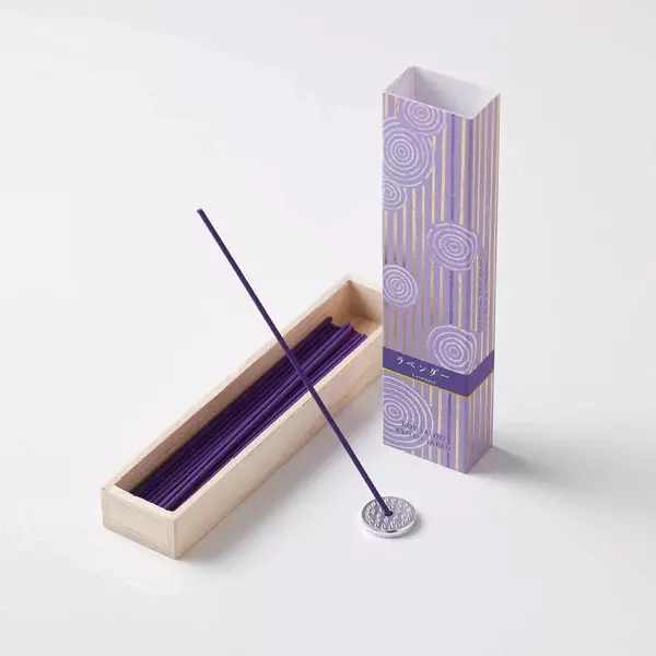 Kousaido Soothing Lavender Long Incense Sticks In Wooden Box 40 ct. - Image 2