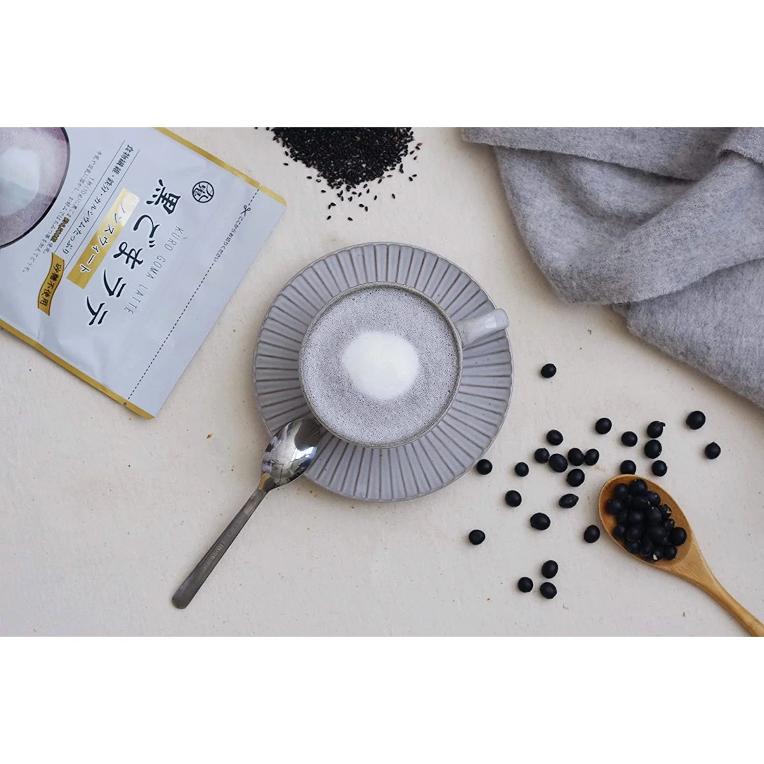 Kuki Unsweetened Kuro Goma Latte (Japanese Black Sesame Latte Powder) 100g - Image 2