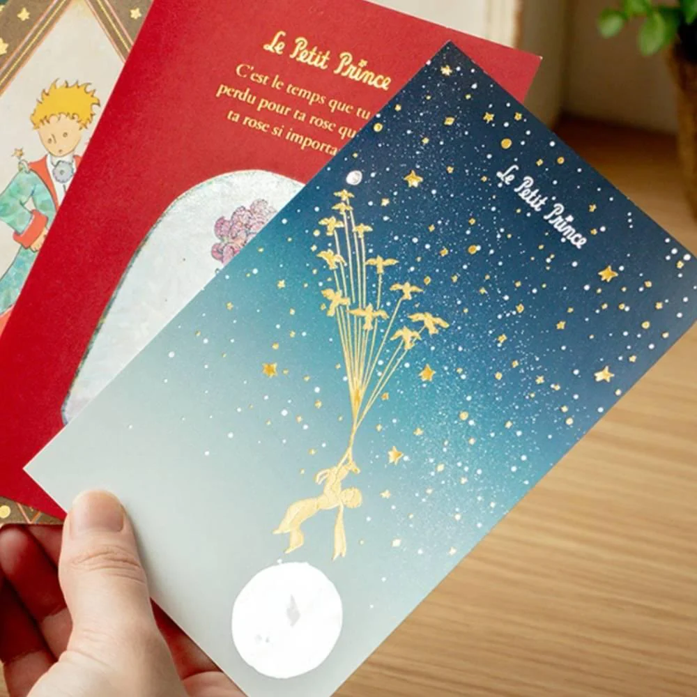 Le Petit Prince Postcard Foil Stamped Migratory Birds Starry Design - Image 3