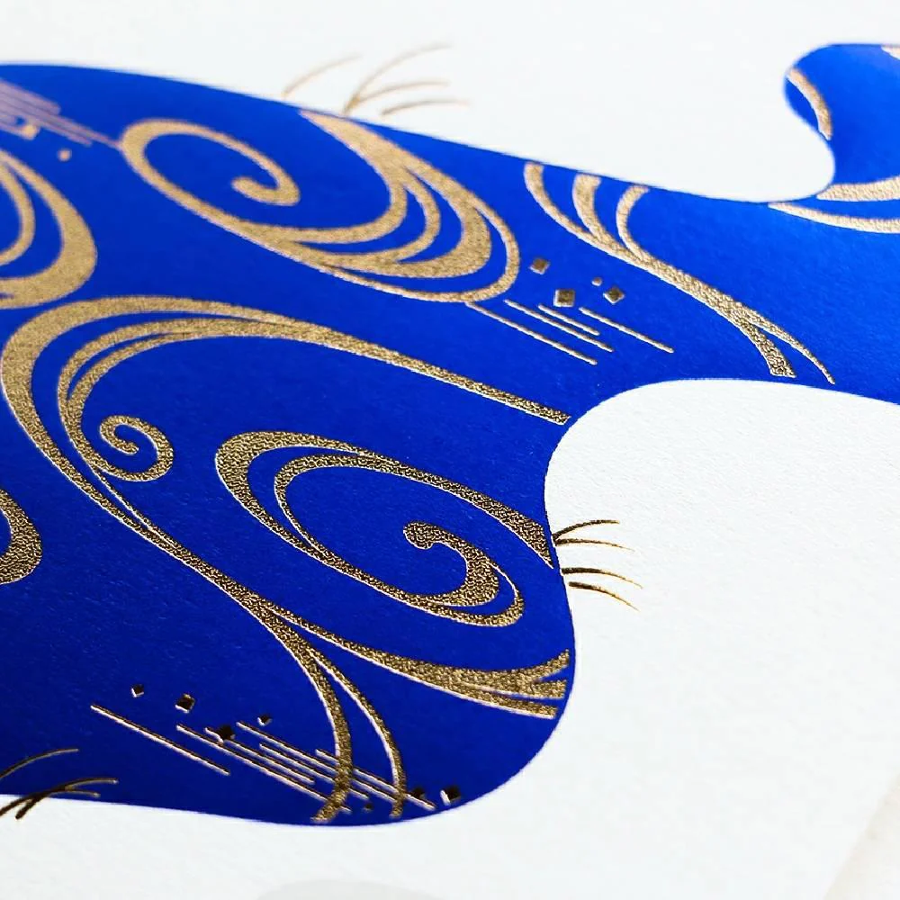 Long Gold Foil Decorative Money Envelope Blue River Design - Image 2