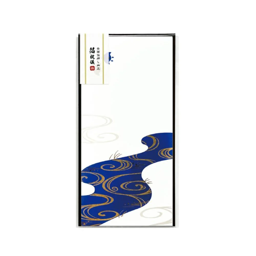 Long Gold Foil Decorative Money Envelope Blue River Design - Image 3