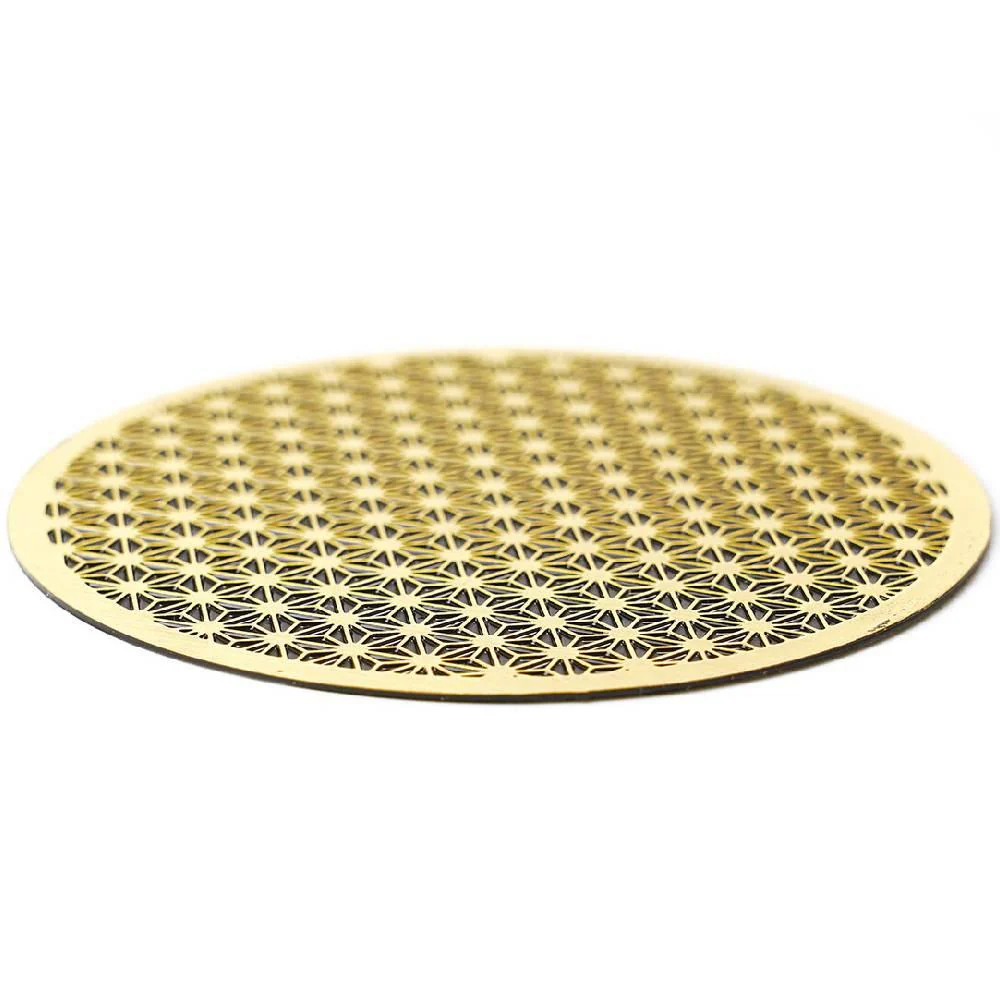 Luxury Brass Coaster Japanese Design Asanoha Leaf Pattern φ8.6cm - Image 3