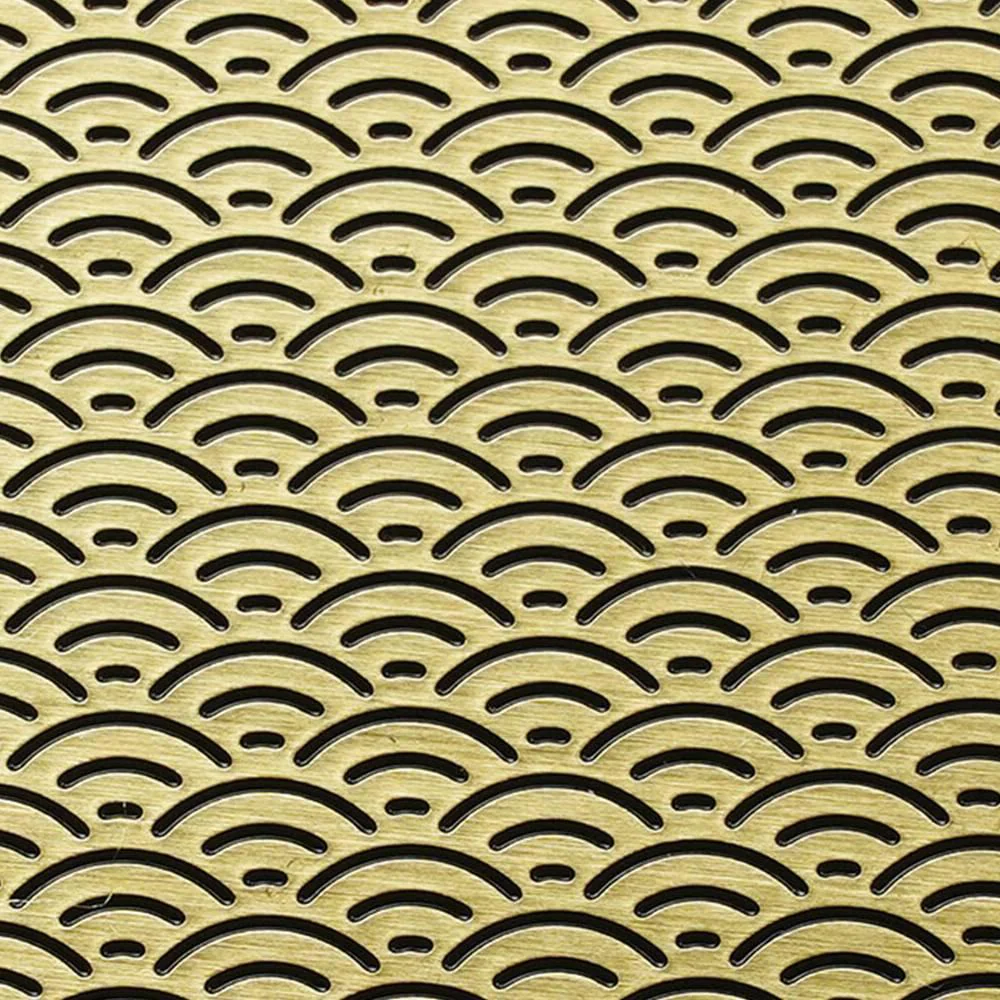 Luxury Brass Coaster Japanese Design Seigaiha Wave Pattern φ8.6cm - Image 2