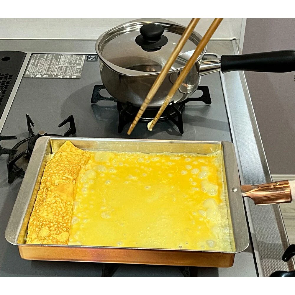 Marushin Copper Tamagoyaki Pan Kansai Type Japanese Omelette Pan 21x25.5cm - Image 2