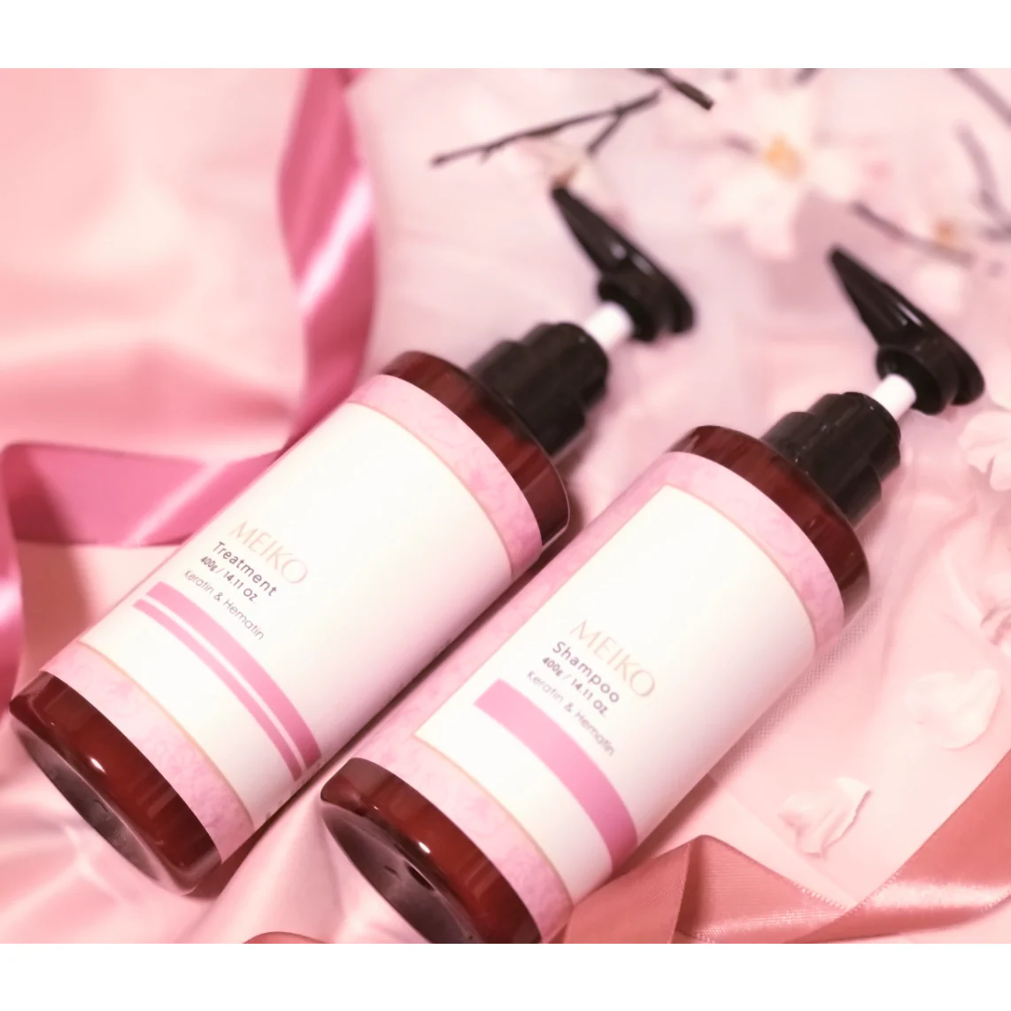 Meiko Sakura Cherry Blossom Shampoo & Conditioner Set for Damaged Hair - Image 3