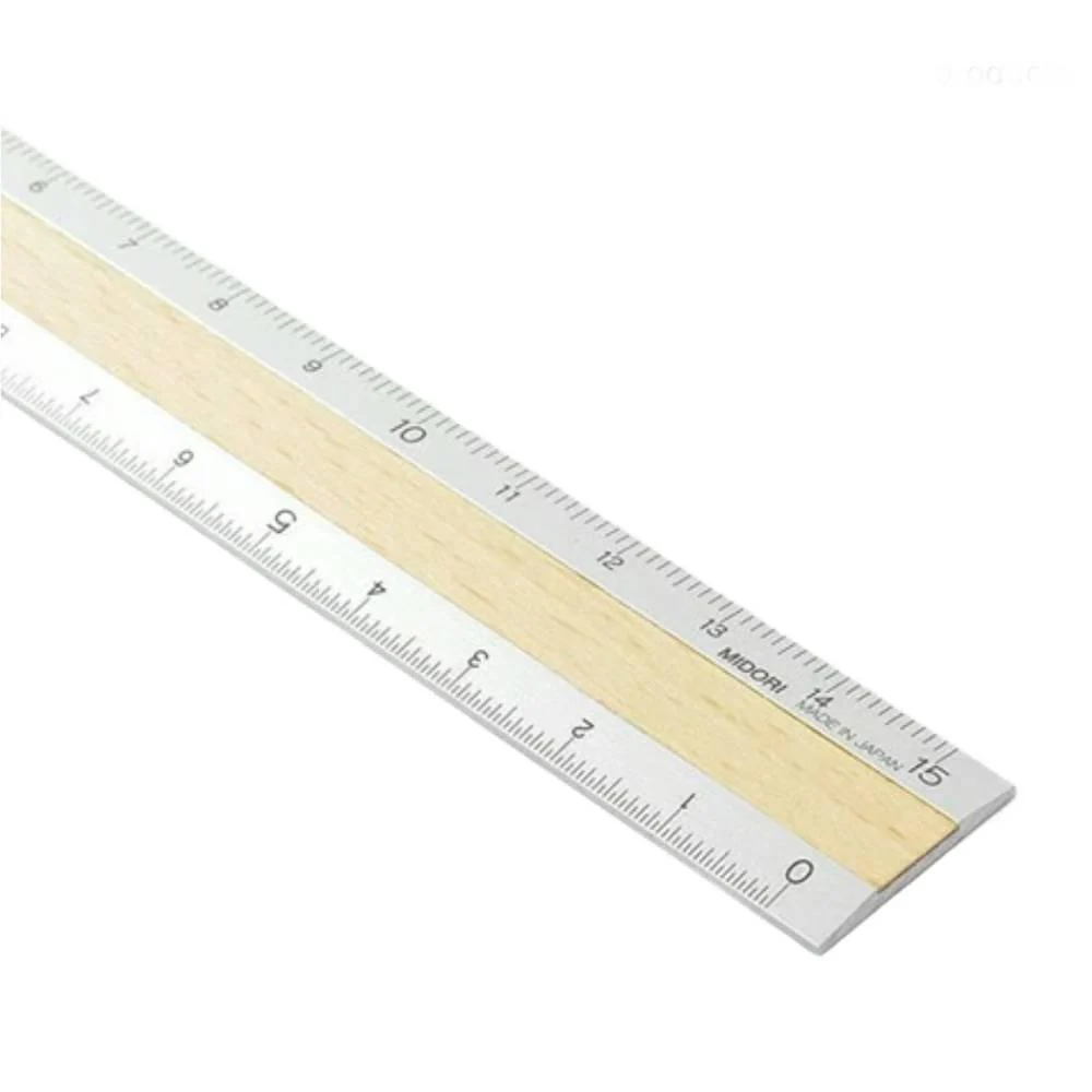 Midori Metal and Wood Metric Ruler 15cm 42257006 - Image 3