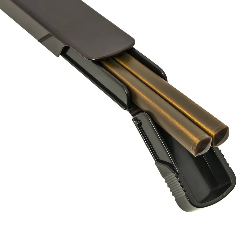 Minimalist Sliding Plastic Chopsticks Case Heat-Resistant Black 25.8cm - Image 2
