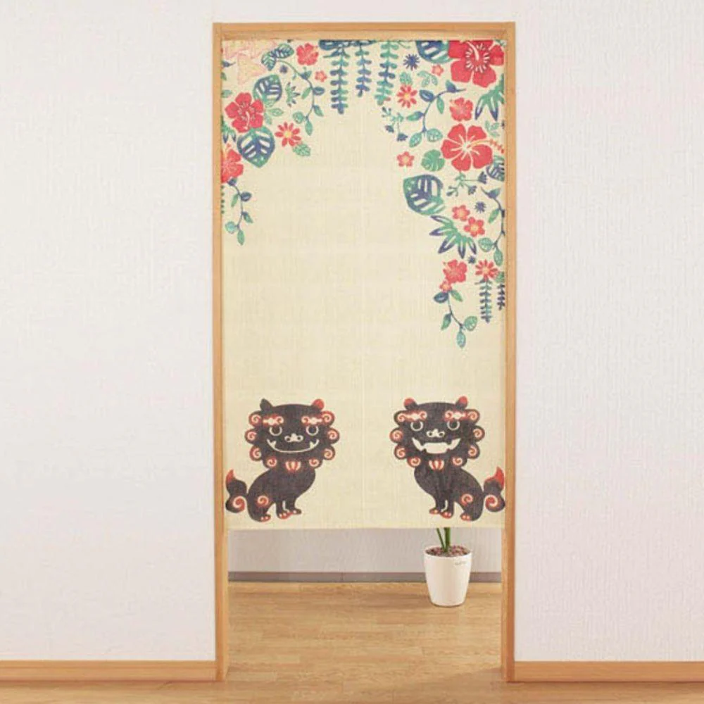 Narumi Noren Lace Shisa Okinawa Lion Dog Japanese Doorway Curtain - Image 4