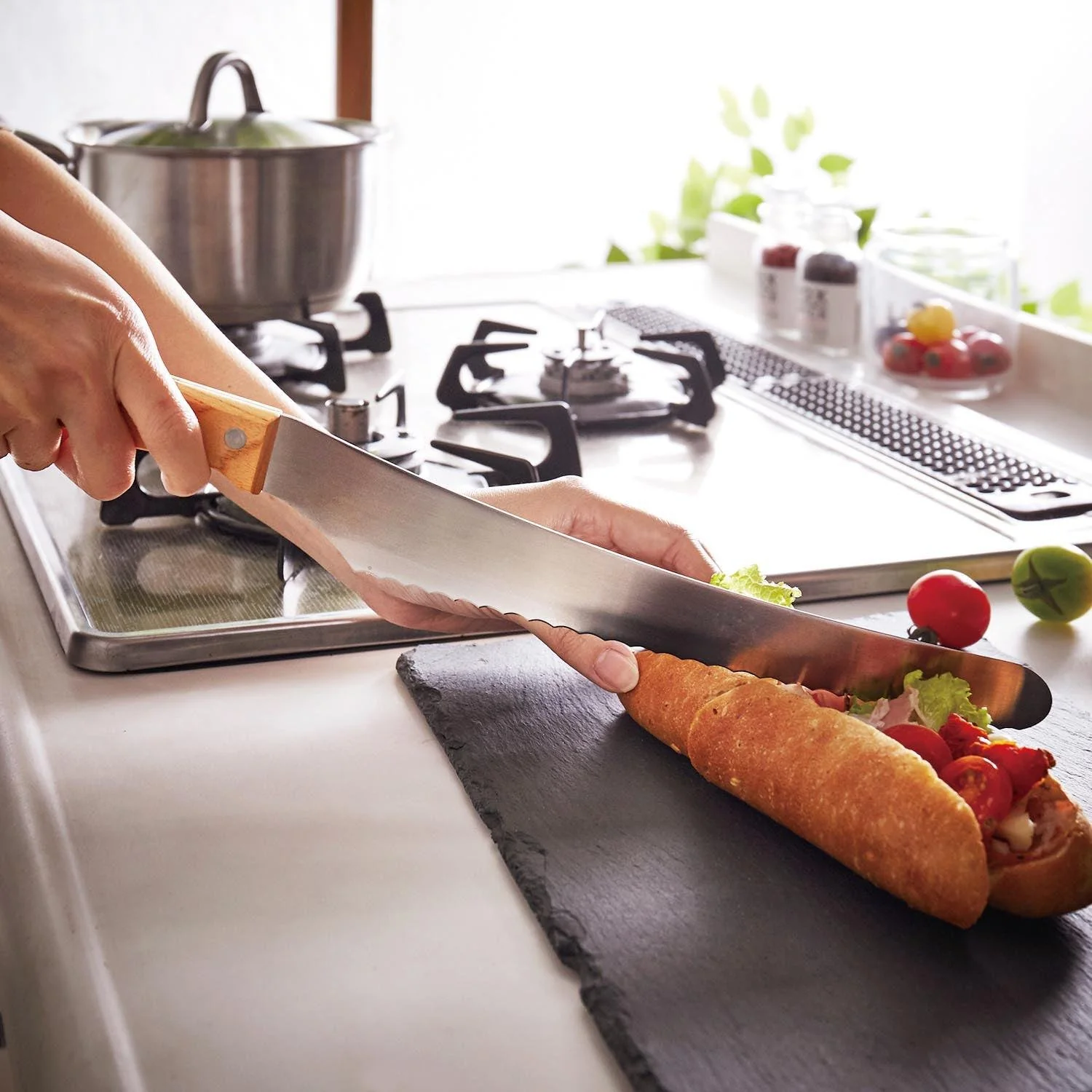 Nisaku Bread Slicer Stainless Steel Wave Blade Bread Knife 3010 440mm - Image 3