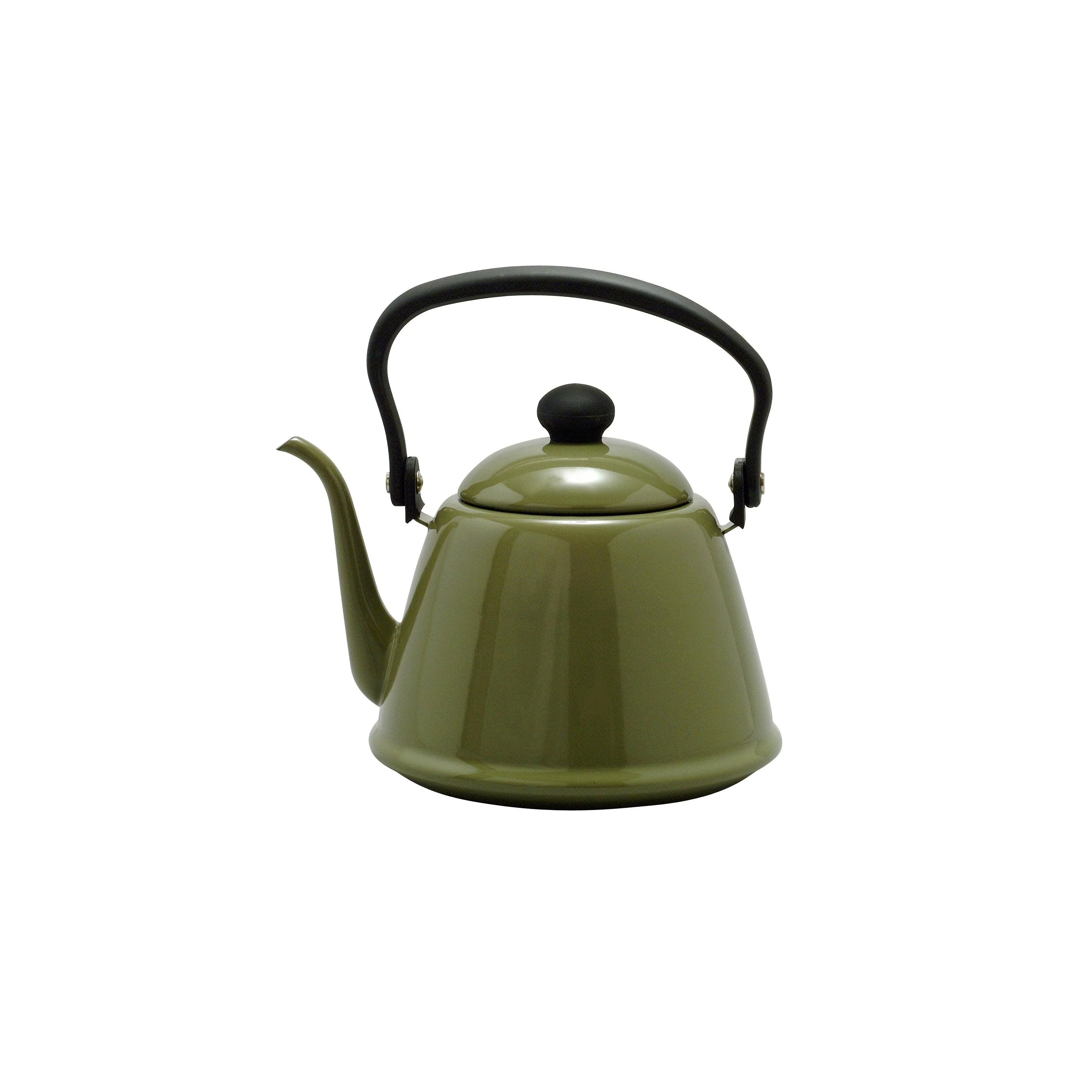Noda Horo Drip Kettle II Japanese Enamel Gooseneck Kettle Olive 2L - Image 5
