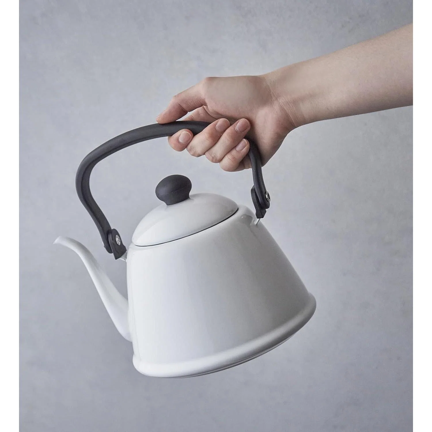 Noda Horo Drip Kettle II Japanese Enamel Gooseneck Kettle White 2L - Image 2