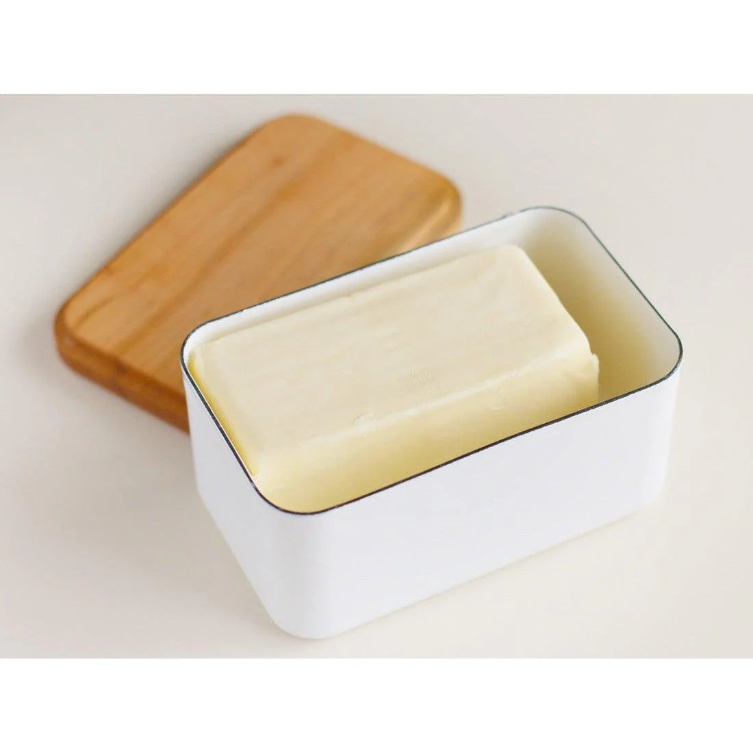 Noda Horo Enamel Butter Dish with Wooden Lid 450g - Image 2