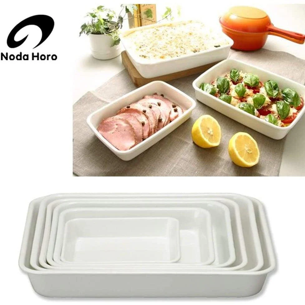 Noda Horo Japan White Enamel Tray Series Minimalist Tray - Image 3