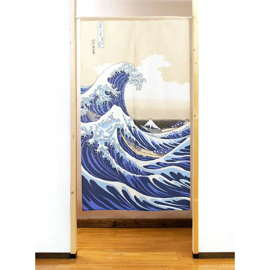Noren Great Wave off Kanagawa Print Hokusai Art Japanese Curtain - Image 2