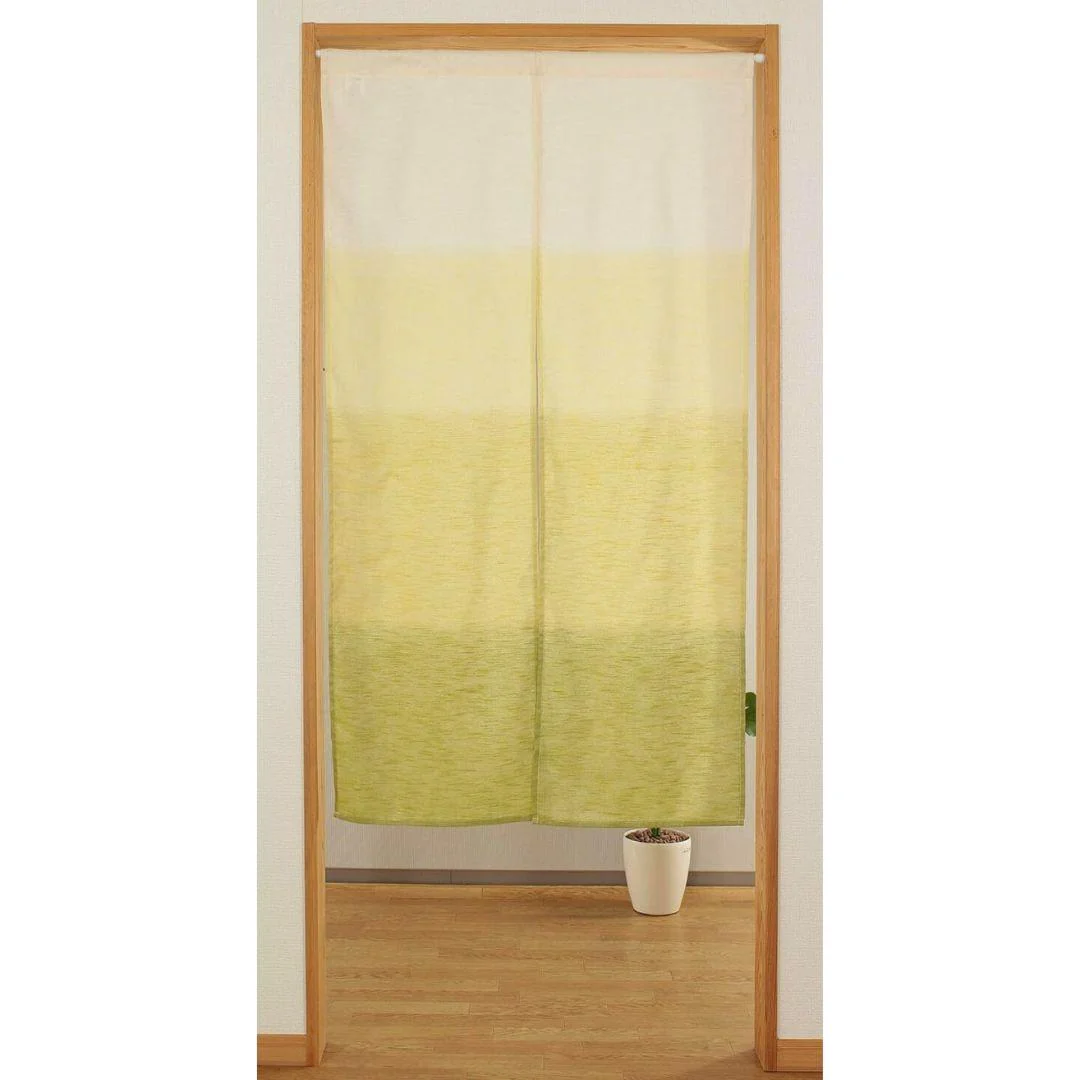 Noren Hand Printed Green Matcha Shading Pattern Door Linen Curtain - Image 2