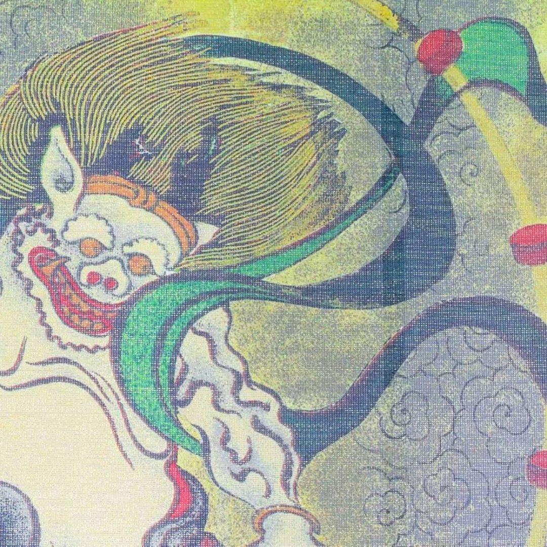 Noren Wind and Thunder God Fujin Raijin With Gold Thread Doorway Curtain - Image 4