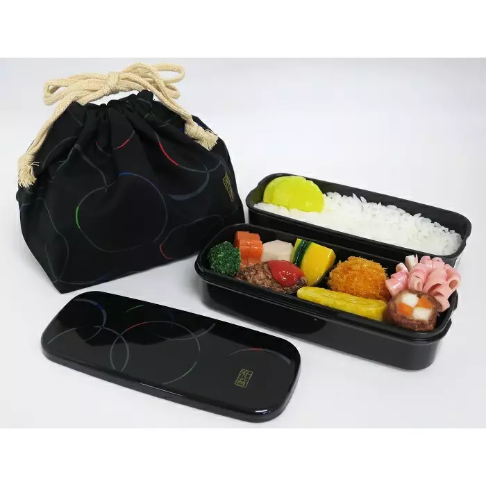 OSK 2-Tier Stain Resistant Bento Lunch Box With Matching Bag 640ml - Image 2