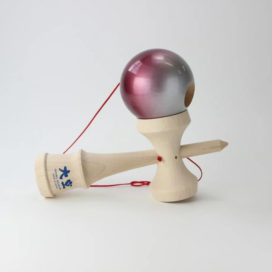 Ozora Kendama Handmade JKA Certified Cup-And-Ball Toy Red Silver - Image 2