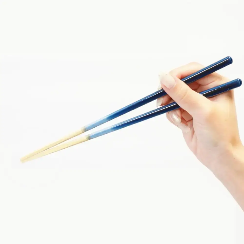 Premium Wooden Chopsticks Non-Slip Dishwasher Safe Gradient Blue 23cm - Image 2
