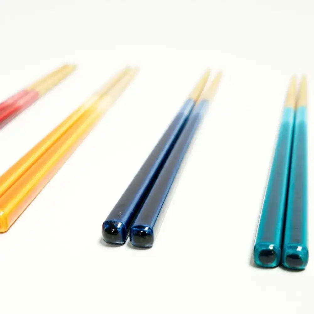Premium Wooden Chopsticks Non-Slip Dishwasher Safe Gradient Blue 23cm - Image 4