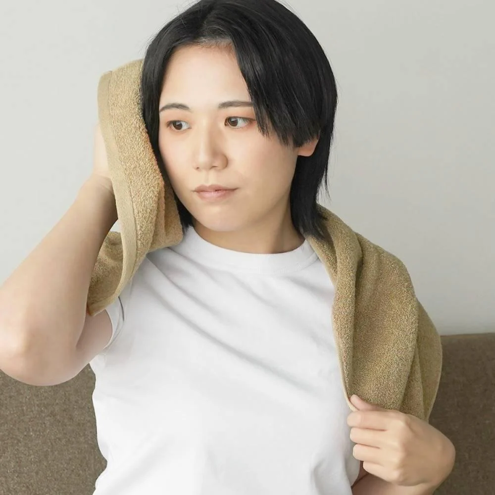 Quick Absorbing Soft Face Towel Washi Paper & Cotton Chestnut Brown 80cm - Image 2