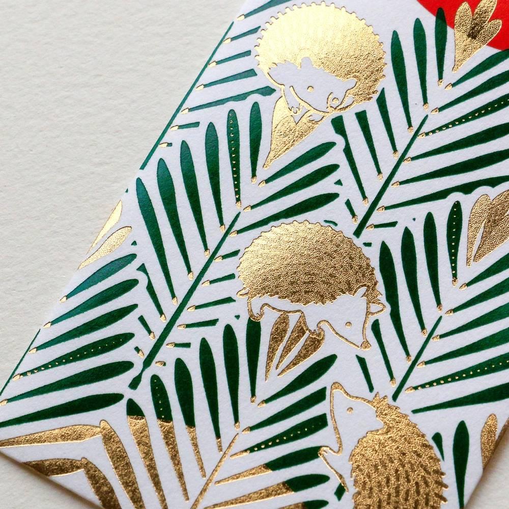 Rokkaku Short Gold Foil Decorative Envelope Hedgehog Design 2 ct. - Image 2