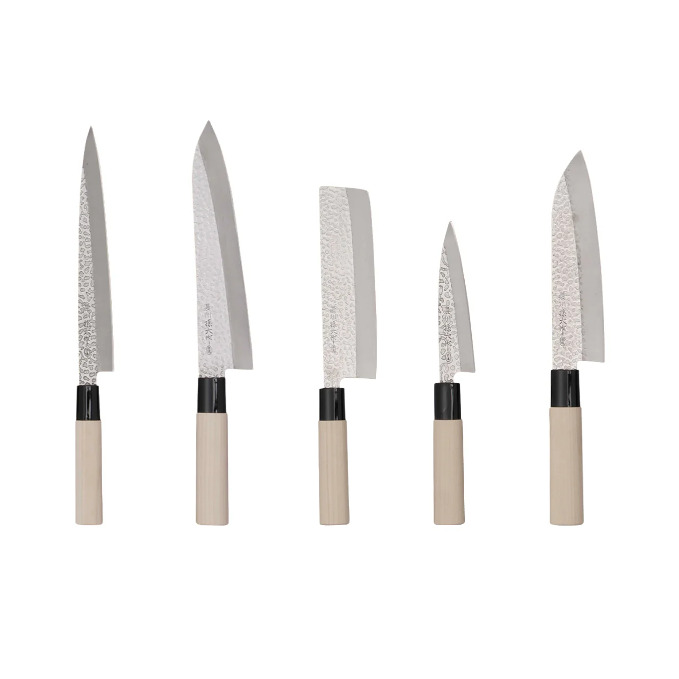 Satake Japanese Hammered Steel Kitchen Knife 5 Piece Set - Image 2