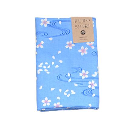 Seiran Furoshiki Blue Floating Sakura Blossoms Cotton Wrapping Cloth - Image 5