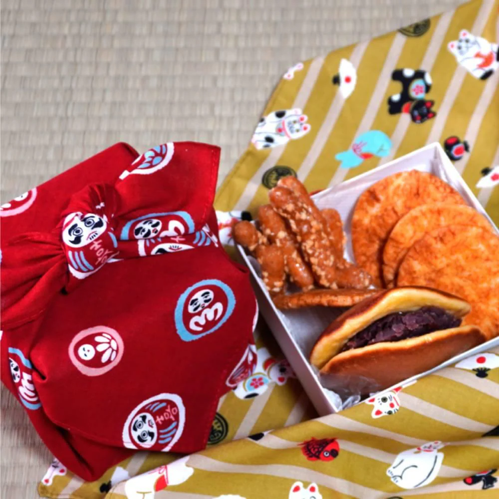 Seiran Furoshiki Daruma Doll Pattern Cotton Wrapping Cloth - Image 2