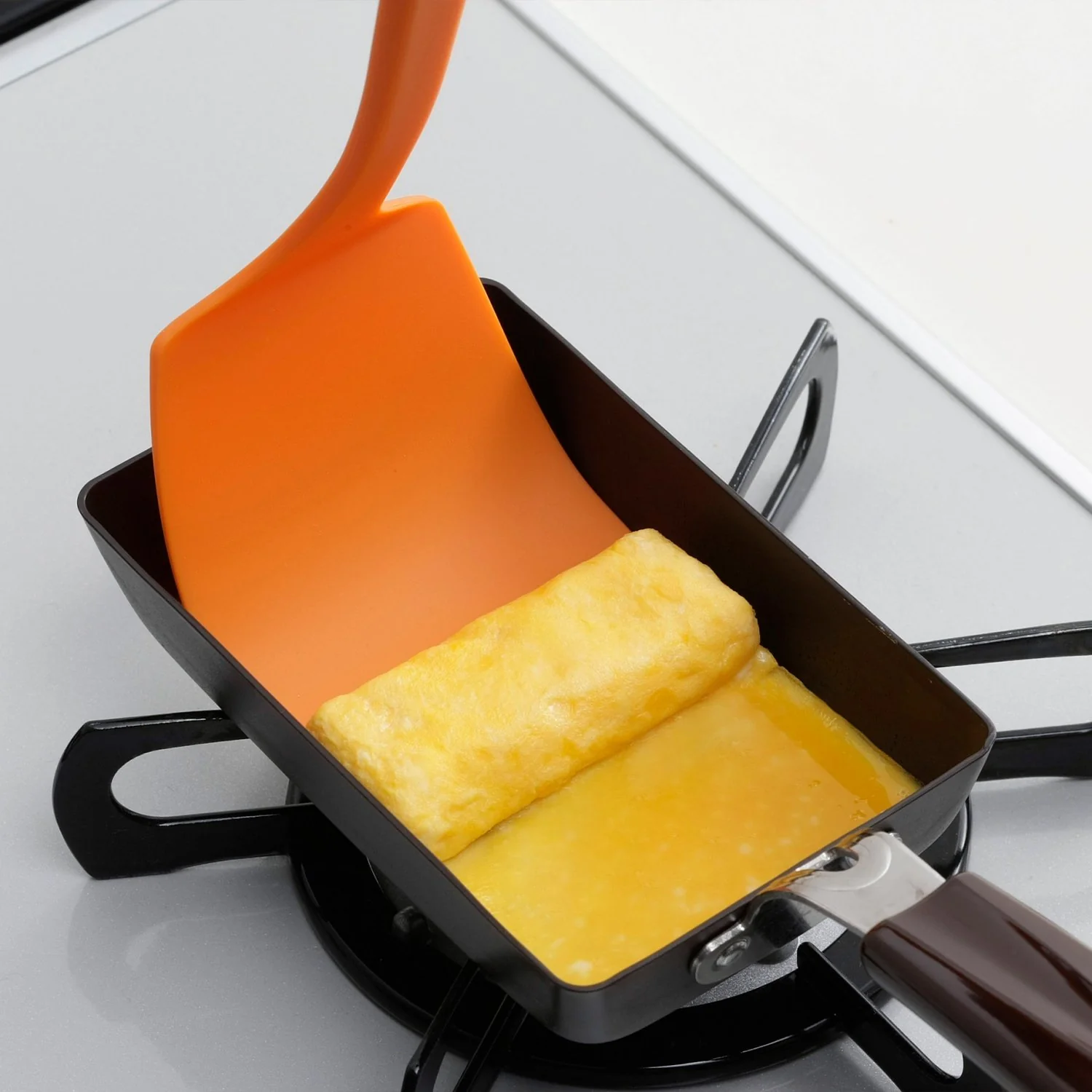 Shimomura Heat-Resistant Flexible Kitchen Spatula Nylon Turner Orange - Image 2