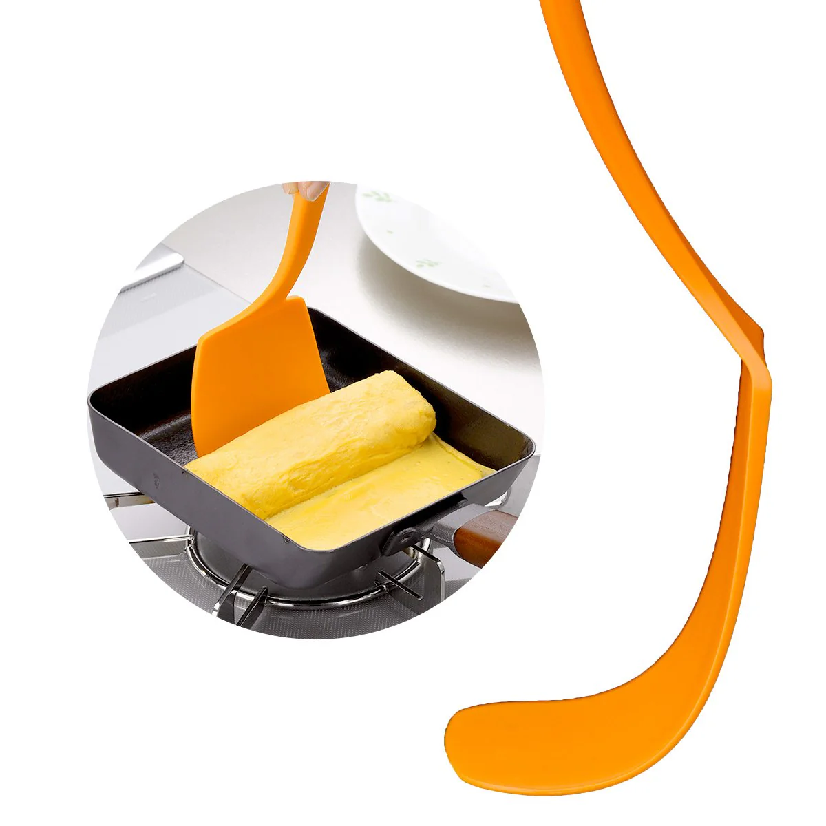 Shimomura Heat-Resistant Flexible Kitchen Spatula Nylon Turner Orange - Image 4