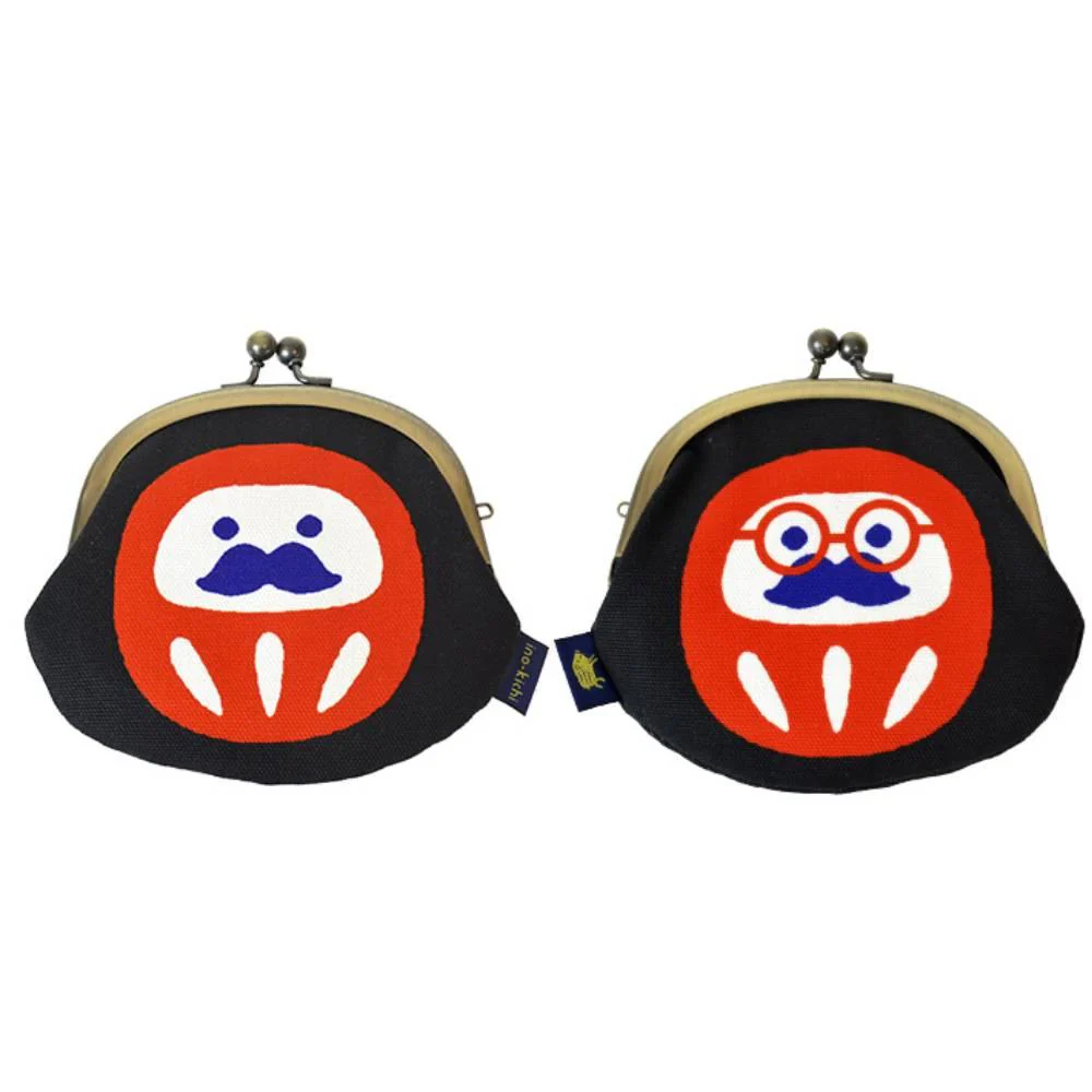 Shirakawa Daruma Cute Black Cotton Small Purse Daruma Design - Image 4