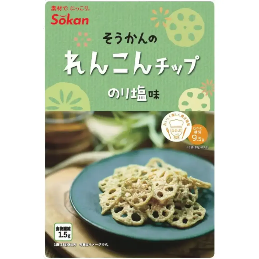 Sokan Nori Renkon Chips Japanese Seaweed Flavored Lotus Root Chips 18g (Pack of 6) - Image 5
